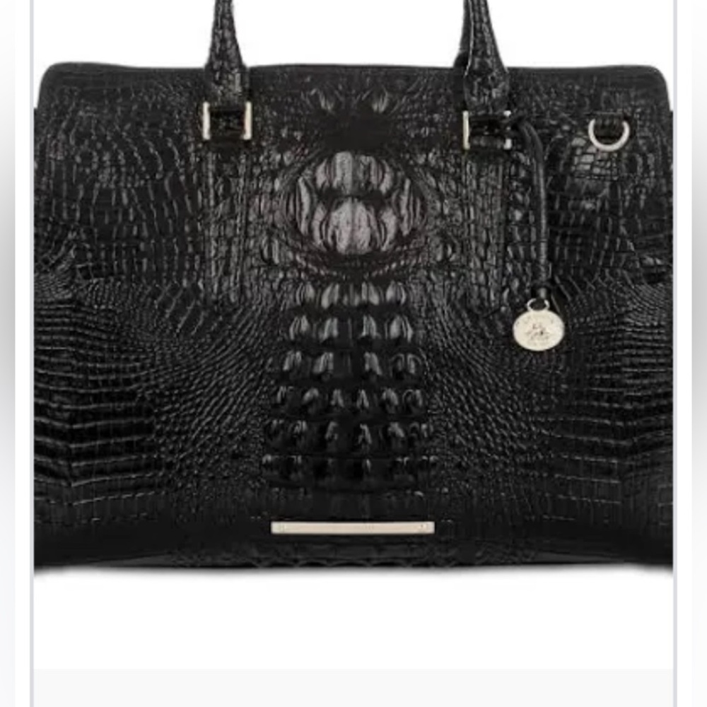 Brahmin Ebony Croc-Embossed Satchel